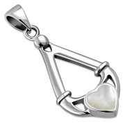 Mother of Pearl Irish Claddagh Silver Pendant